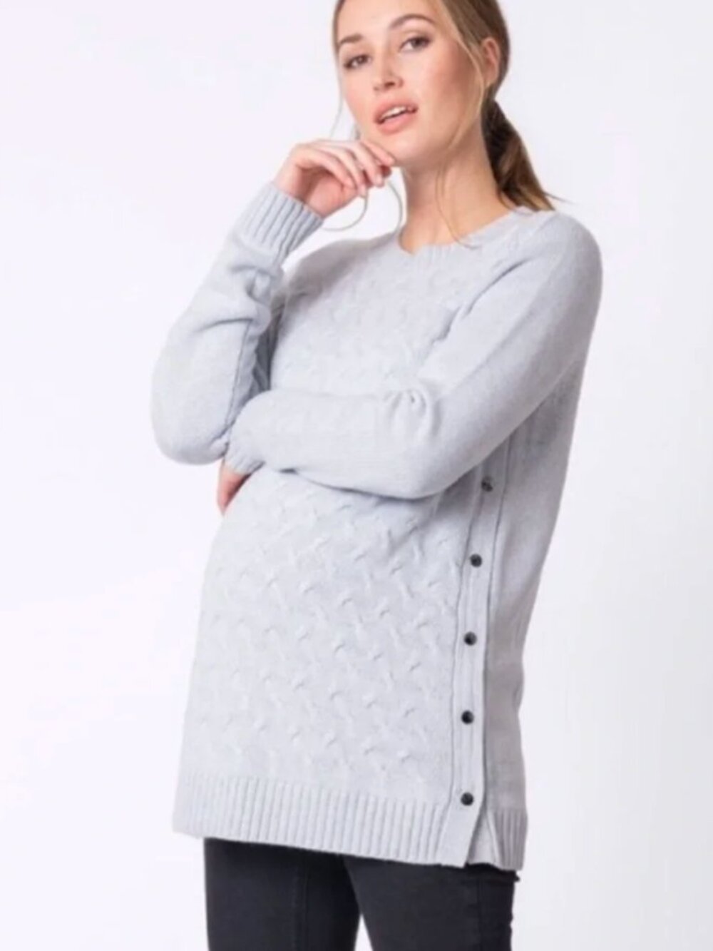 Seraphine Maternity Judy Cableknit Sweater Size Medium EUC